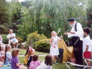 A friend enjoys the magic at my 7th birthday party. 20+ years later, we're still celebrating birthdays together. 